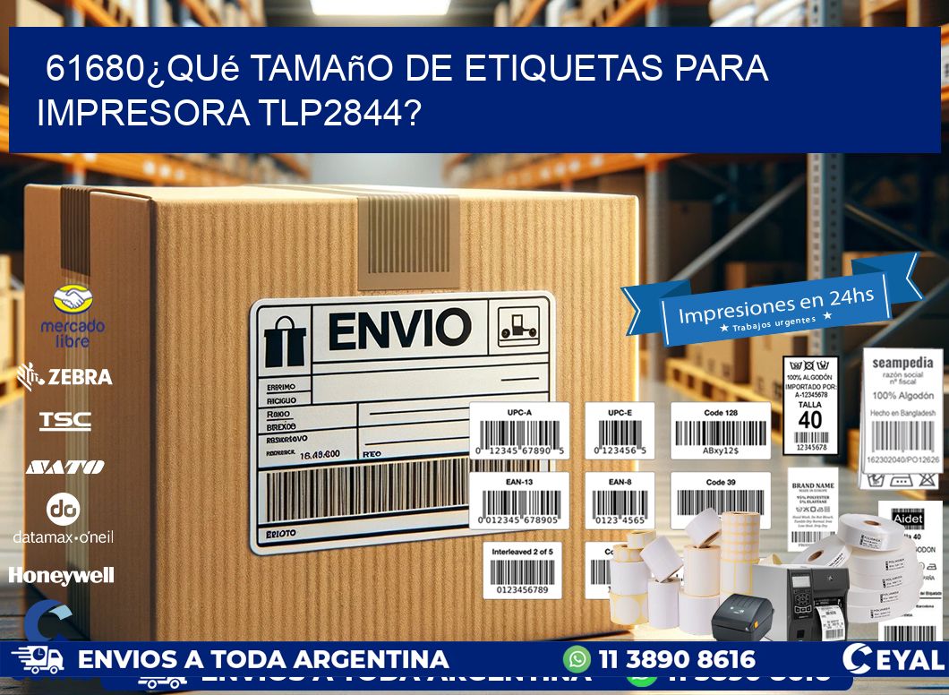 61680¿Qué tamaño de etiquetas para  impresora tlp2844?