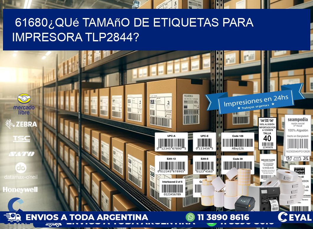 61680¿Qué tamaño de etiquetas para  impresora tlp2844?