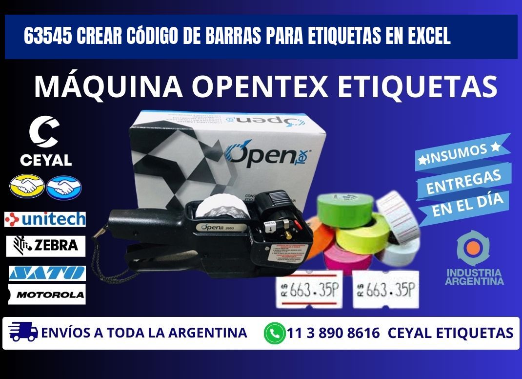 63545 Crear código de barras para etiquetas en Excel