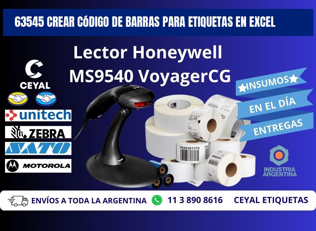 63545 Crear código de barras para etiquetas en Excel