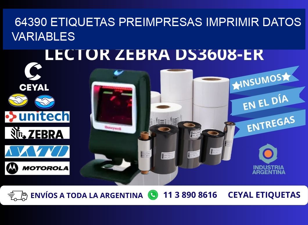 64390 Etiquetas preimpresas imprimir datos variables
