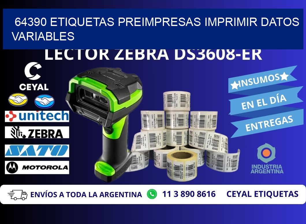 64390 Etiquetas preimpresas imprimir datos variables