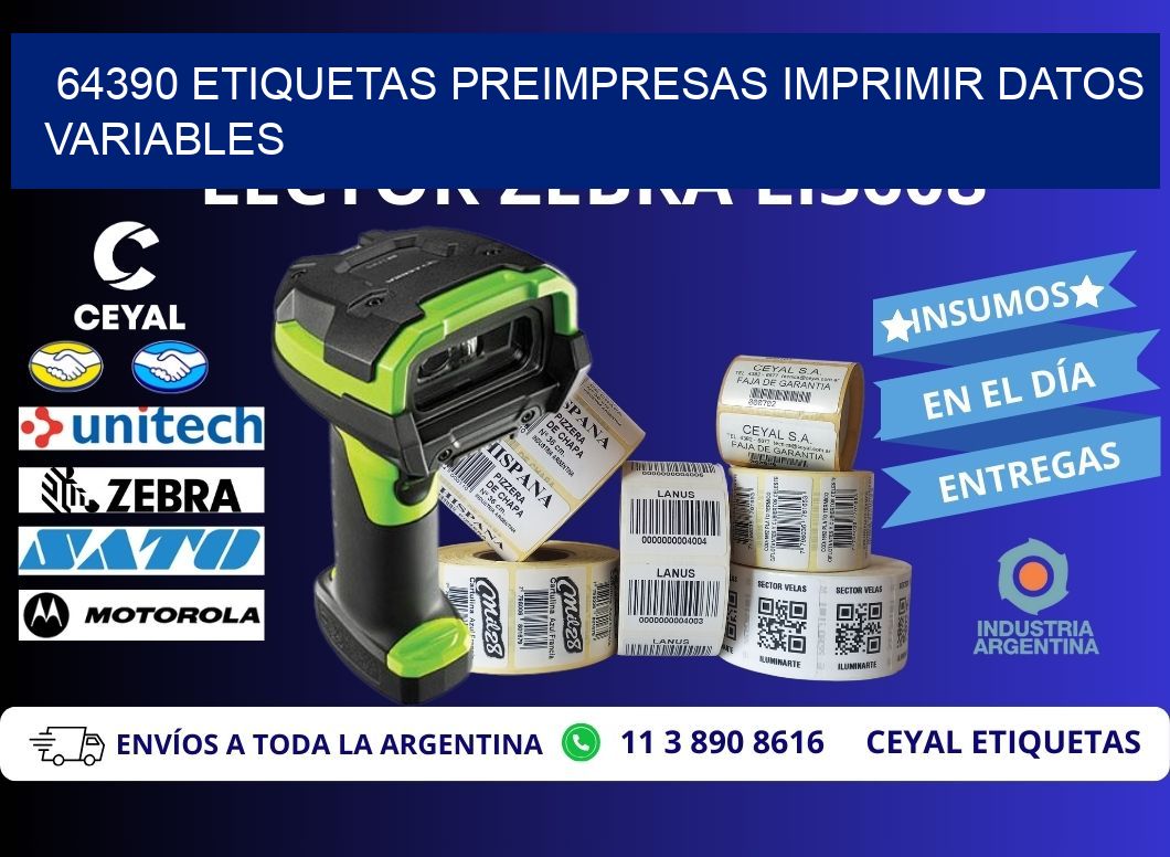 64390 Etiquetas preimpresas imprimir datos variables