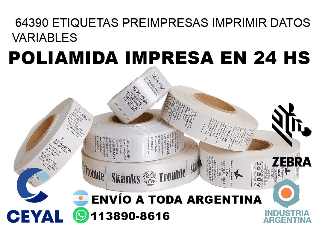 64390 Etiquetas preimpresas imprimir datos variables