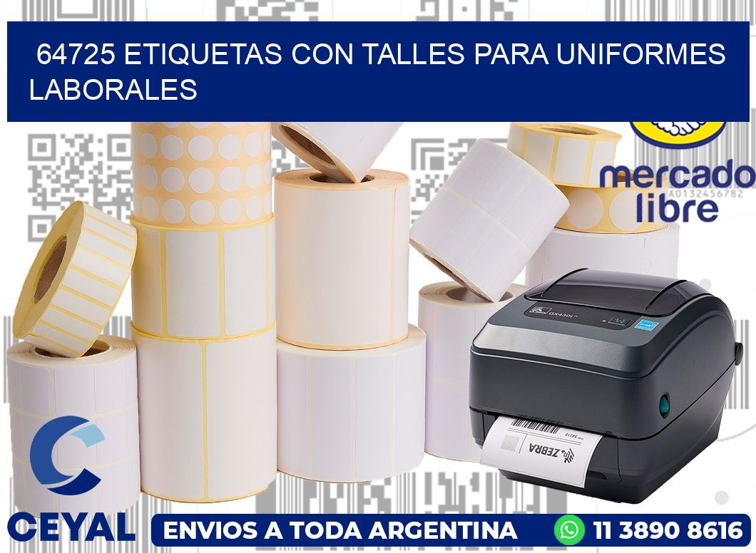 64725 etiquetas con talles para uniformes laborales