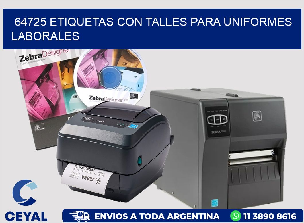 64725 etiquetas con talles para uniformes laborales