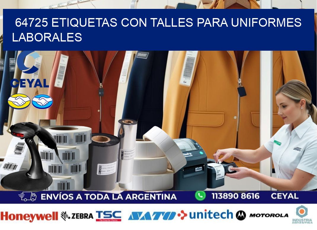 64725 etiquetas con talles para uniformes laborales