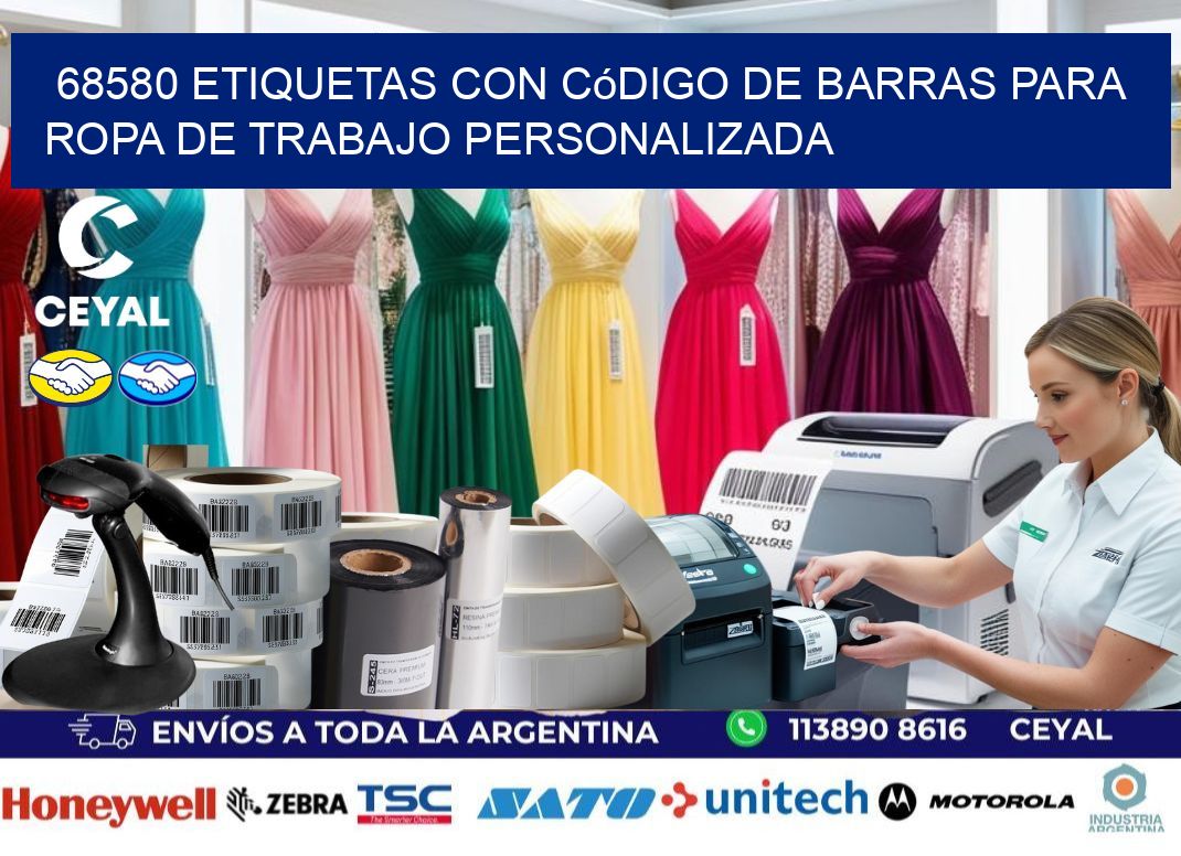 68580 Etiquetas con código de barras para ropa de trabajo personalizada