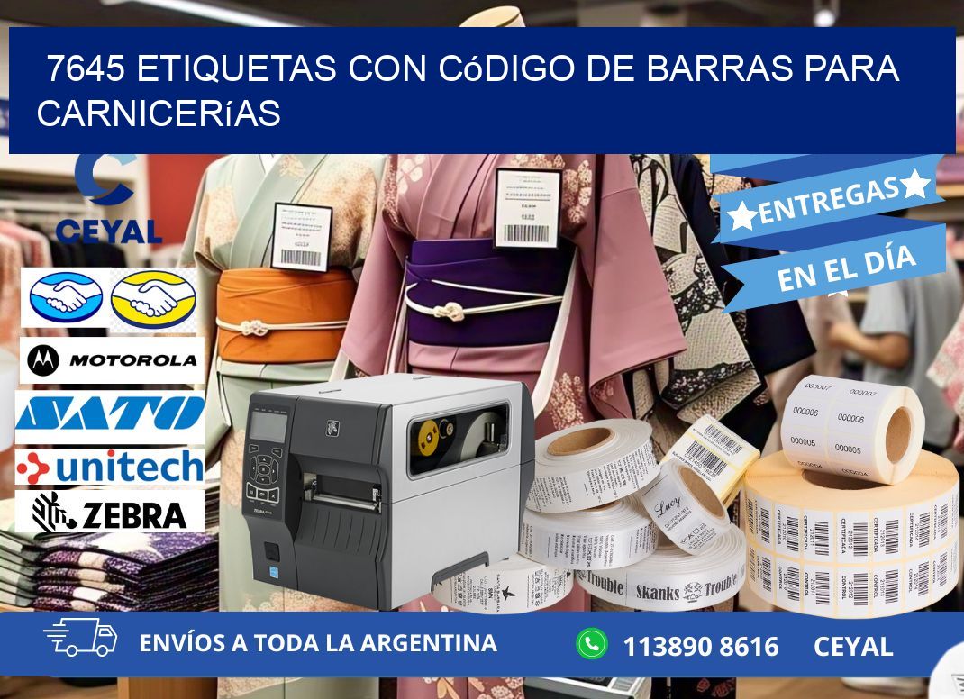 7645 etiquetas con código de barras para carnicerías