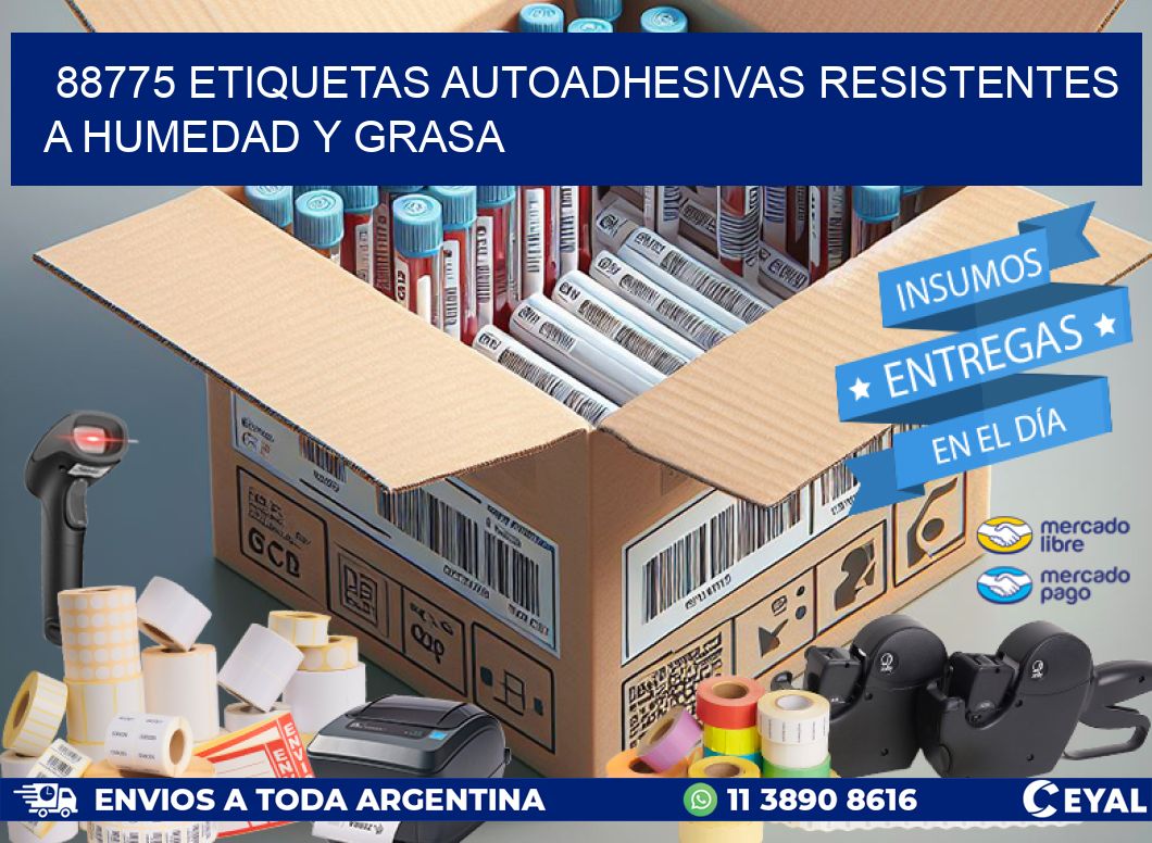 88775 etiquetas autoadhesivas resistentes a humedad y grasa