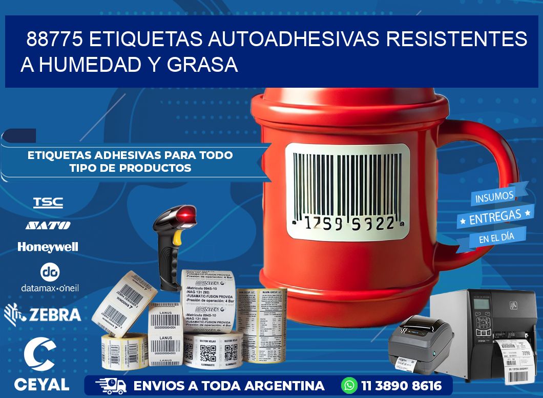 88775 etiquetas autoadhesivas resistentes a humedad y grasa