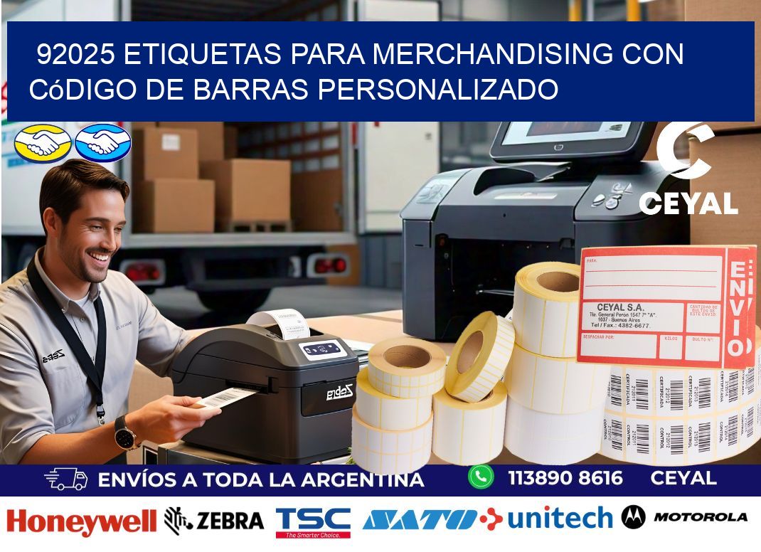 92025 etiquetas para merchandising con código de barras personalizado
