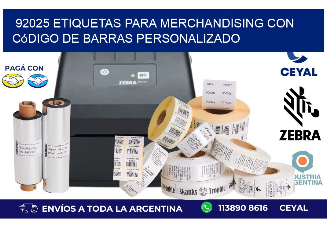 92025 etiquetas para merchandising con código de barras personalizado
