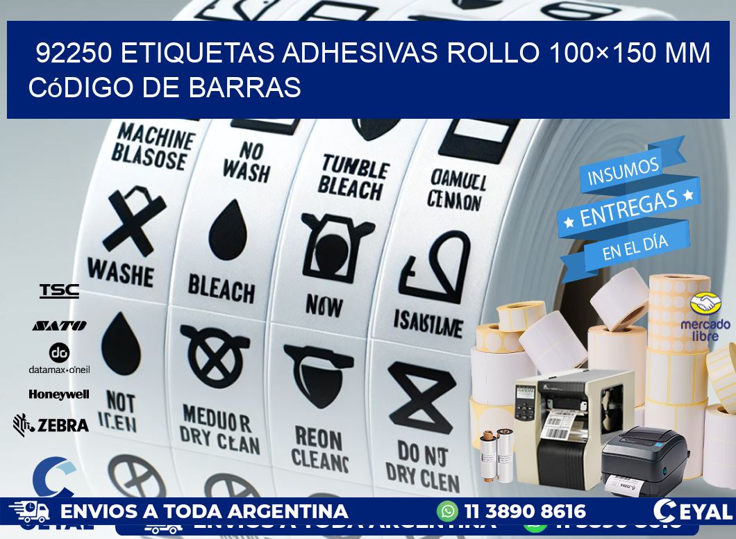 92250 etiquetas adhesivas rollo 100×150 mm código de barras
