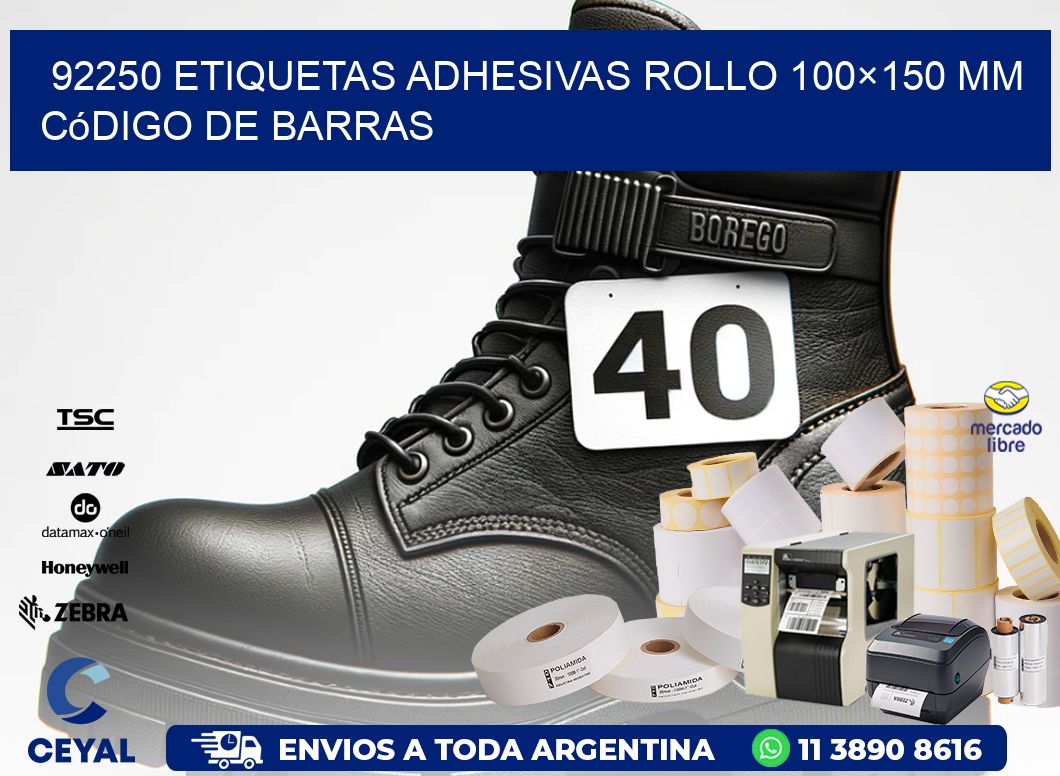 92250 etiquetas adhesivas rollo 100×150 mm código de barras