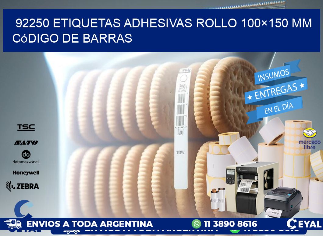 92250 etiquetas adhesivas rollo 100×150 mm código de barras