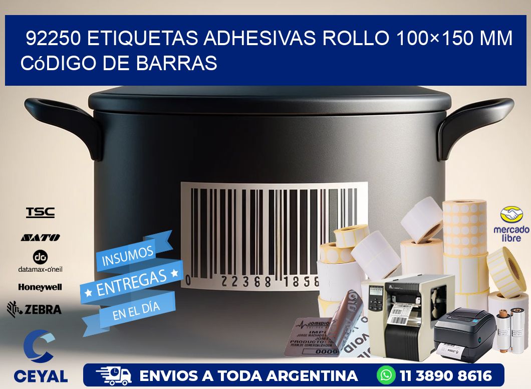 92250 etiquetas adhesivas rollo 100×150 mm código de barras