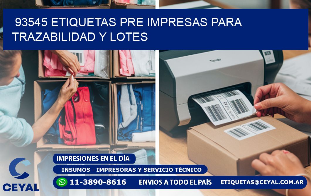 93545 etiquetas pre impresas para trazabilidad y lotes