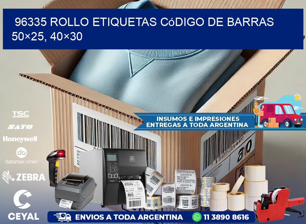 96335 rollo etiquetas código de barras 50×25, 40×30