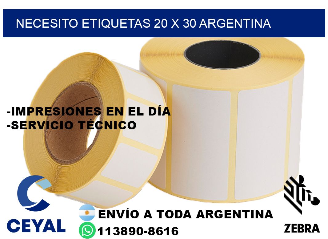 Necesito etiquetas 20 x 30 argentina
