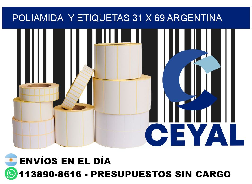 Poliamida y etiquetas 31 x 69 argentina