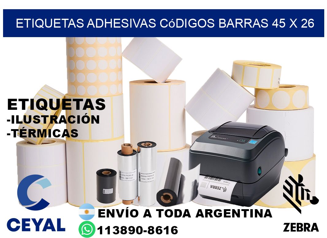 etiquetas adhesivas códigos barras 45 x 26