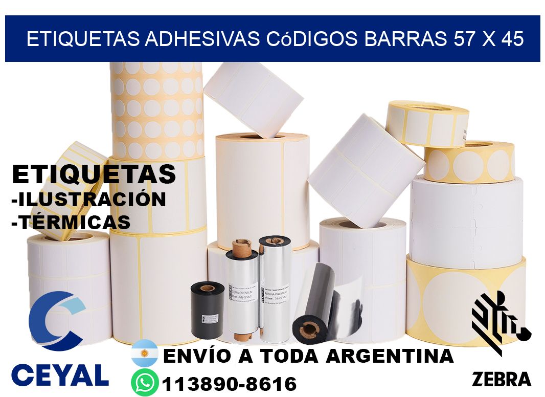 etiquetas adhesivas códigos barras 57 x 45