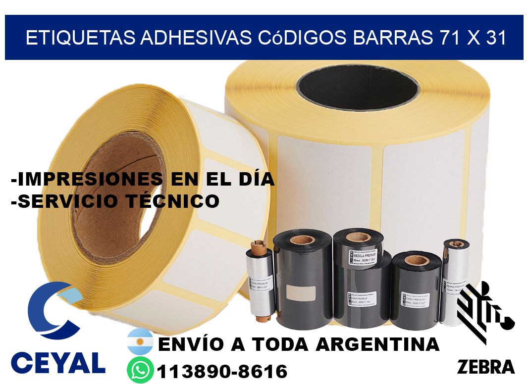 etiquetas adhesivas códigos barras 71 x 31