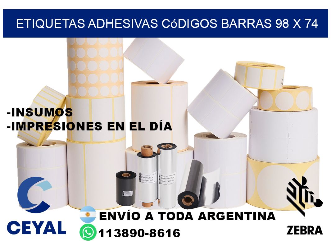 etiquetas adhesivas códigos barras 98 x 74