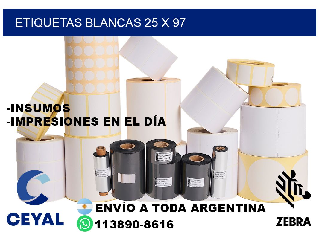 etiquetas blancas 25 x 97