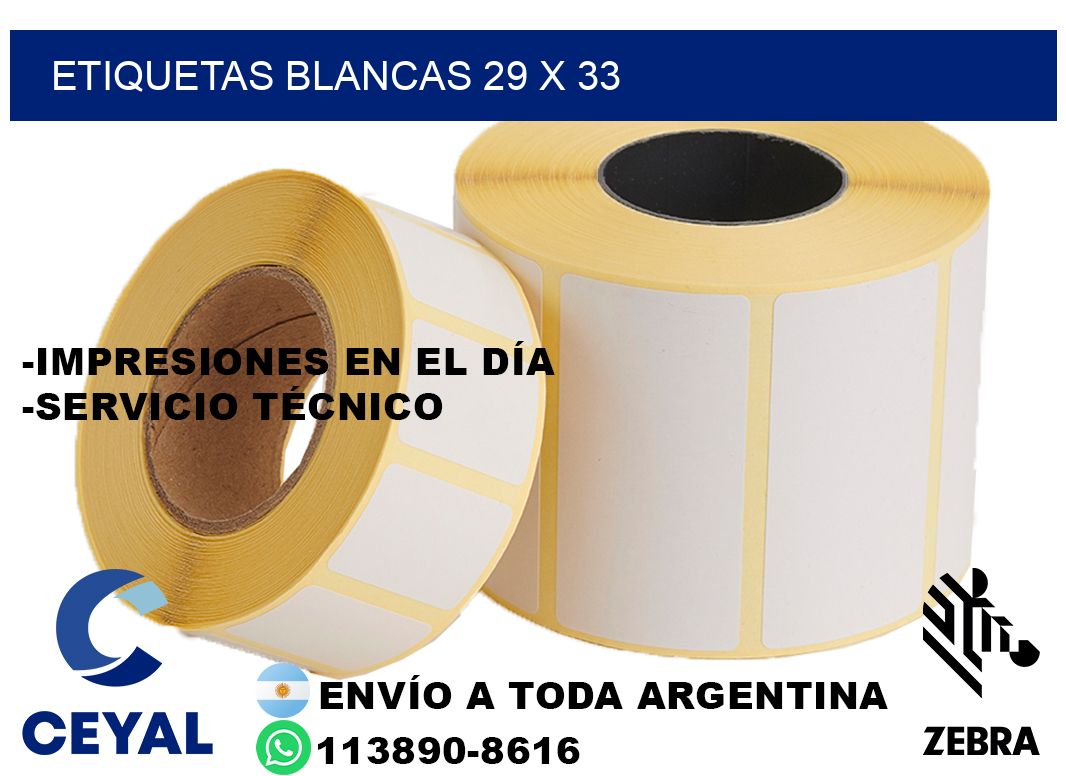etiquetas blancas 29 x 33