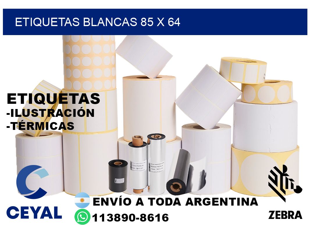 etiquetas blancas 85 x 64