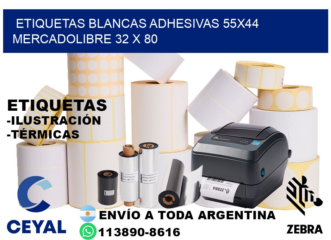 etiquetas blancas adhesivas 55x44 mercadolibre 32 x 80