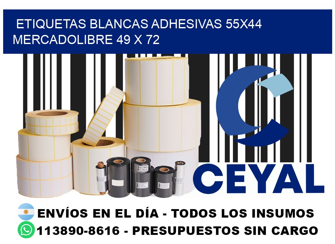 etiquetas blancas adhesivas 55x44 mercadolibre 49 x 72