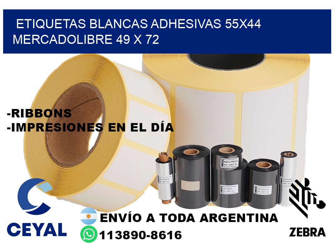 etiquetas blancas adhesivas 55x44 mercadolibre 49 x 72