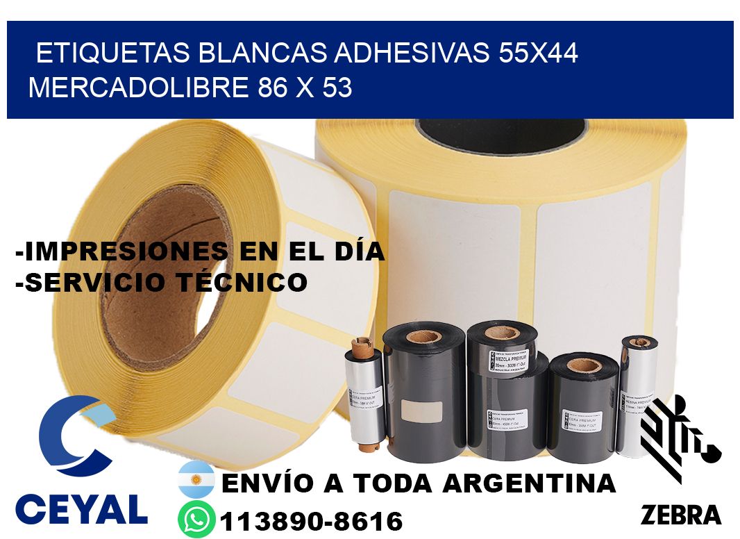 etiquetas blancas adhesivas 55x44 mercadolibre 86 x 53