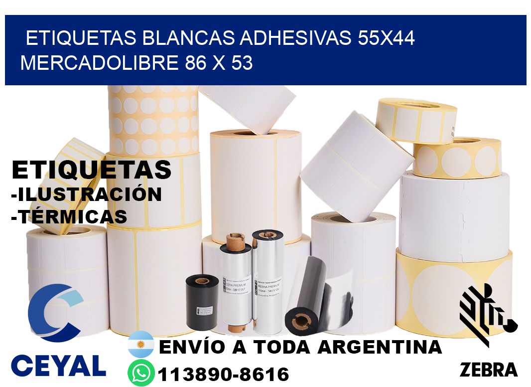 etiquetas blancas adhesivas 55x44 mercadolibre 86 x 53