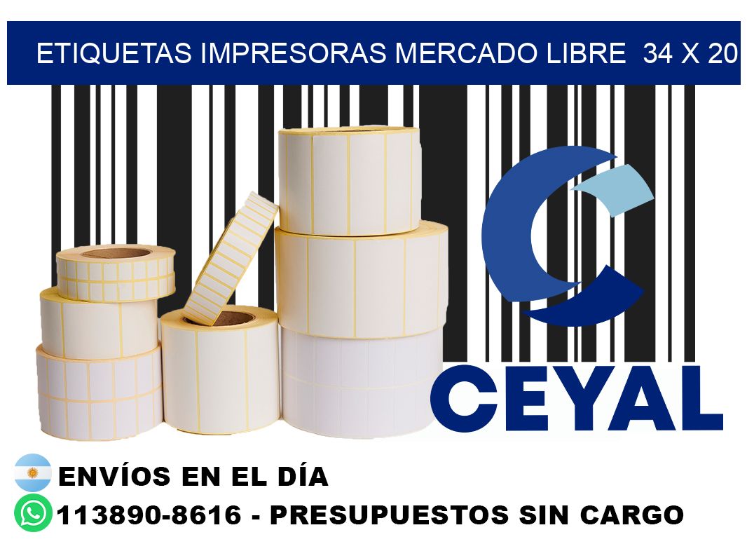 etiquetas impresoras mercado libre  34 x 20