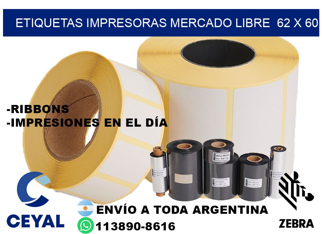etiquetas impresoras mercado libre 62 x 60