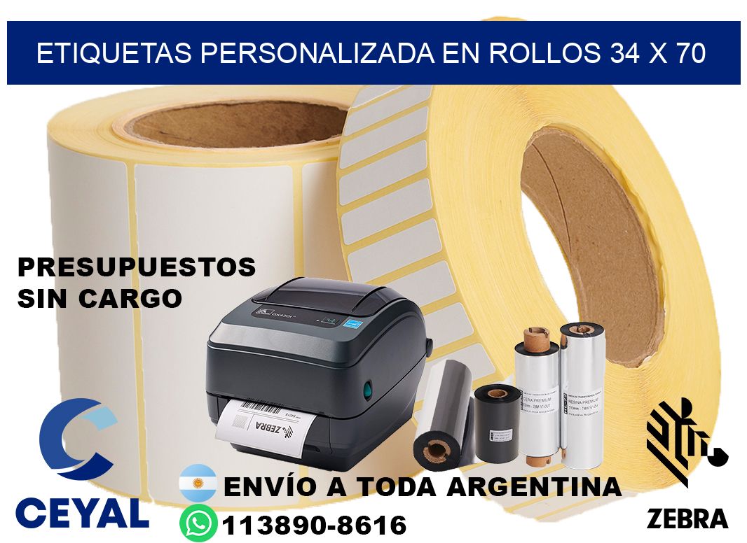 etiquetas personalizada en rollos 34 x 70