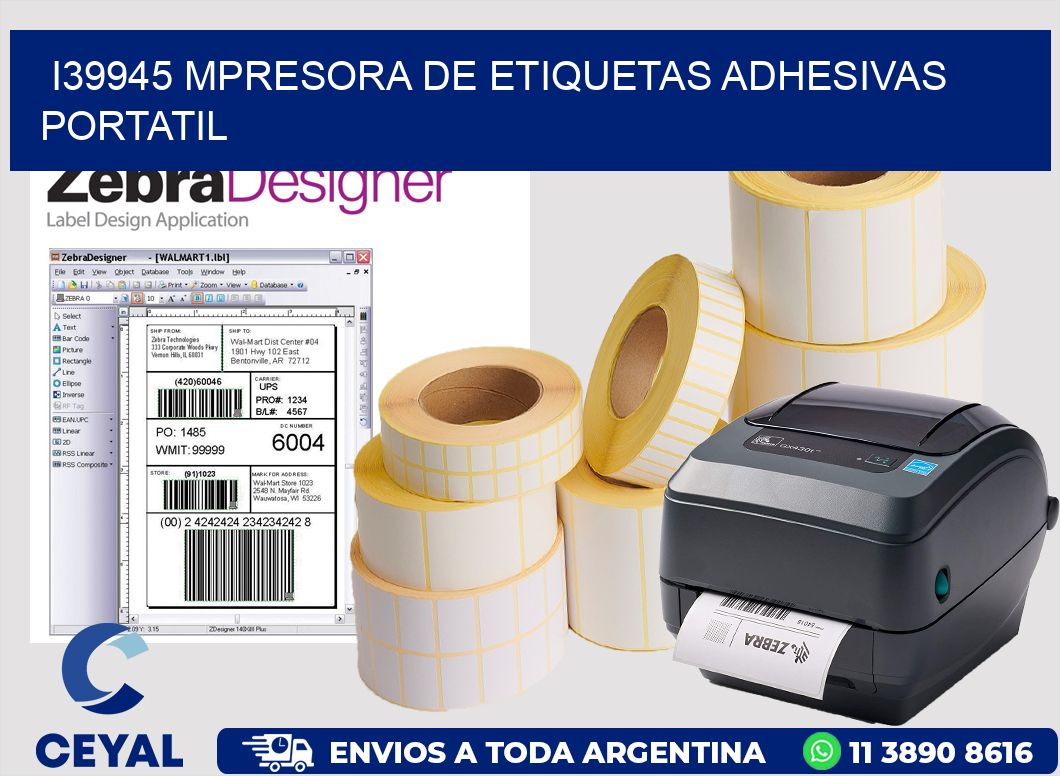 i39945 mpresora de etiquetas adhesivas portatil