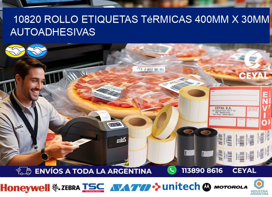 10820 Rollo Etiquetas Térmicas 400mm X 30mm Autoadhesivas