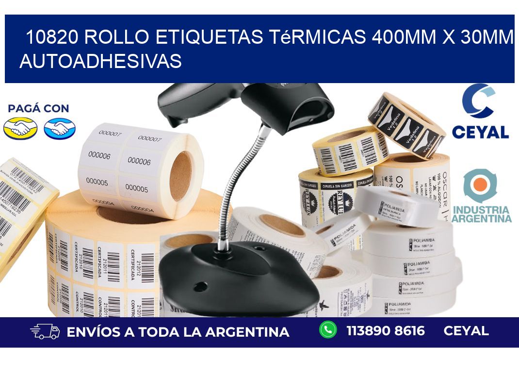 10820 Rollo Etiquetas Térmicas 400mm X 30mm Autoadhesivas