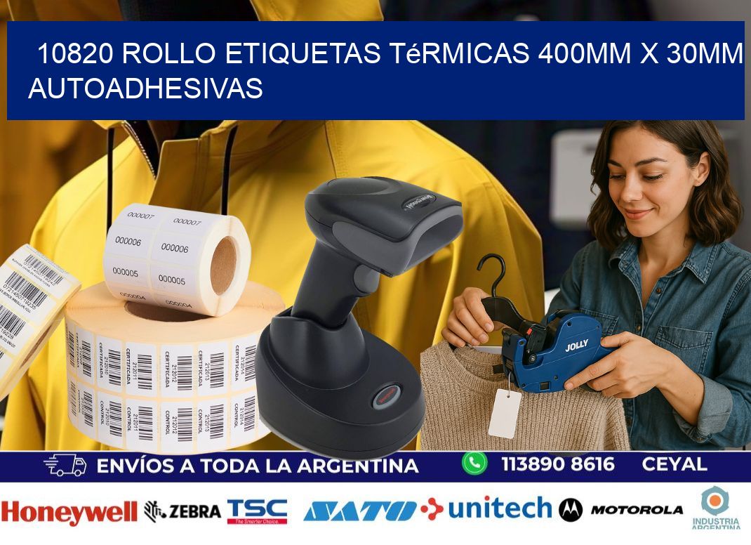 10820 Rollo Etiquetas Térmicas 400mm X 30mm Autoadhesivas