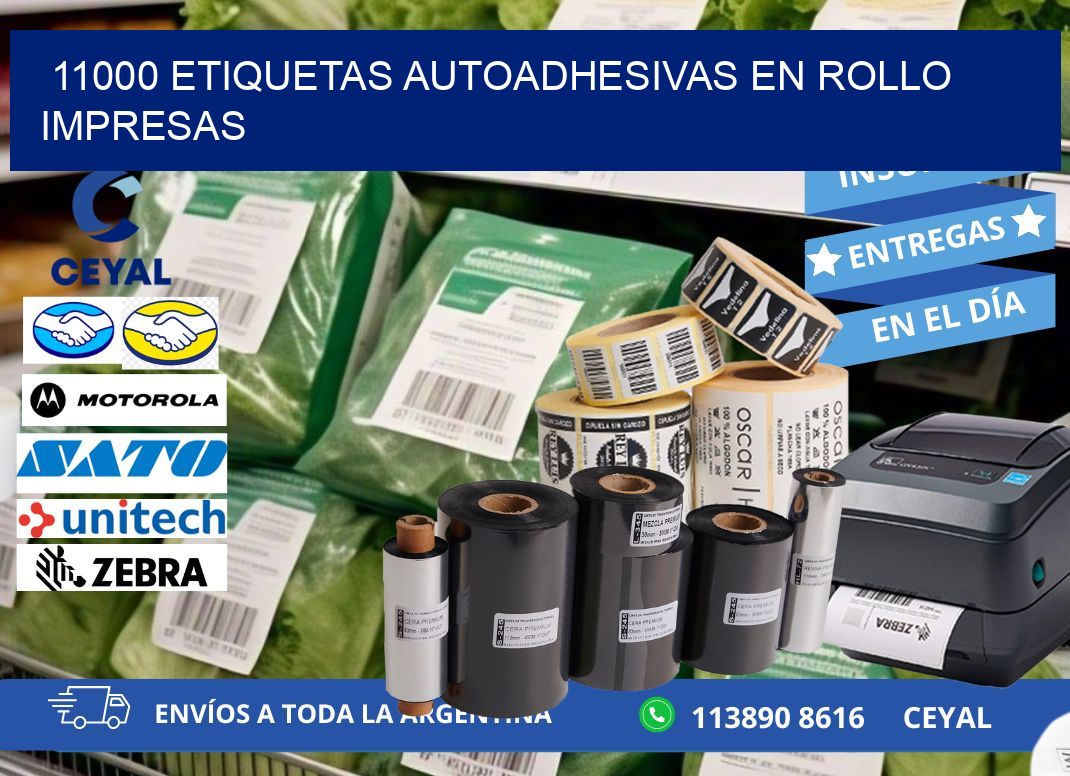 11000 Etiquetas autoadhesivas en rollo impresas