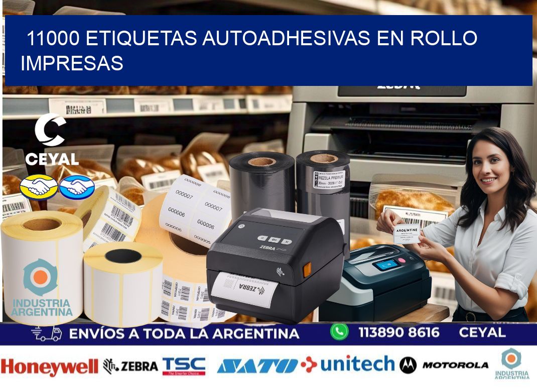 11000 Etiquetas autoadhesivas en rollo impresas