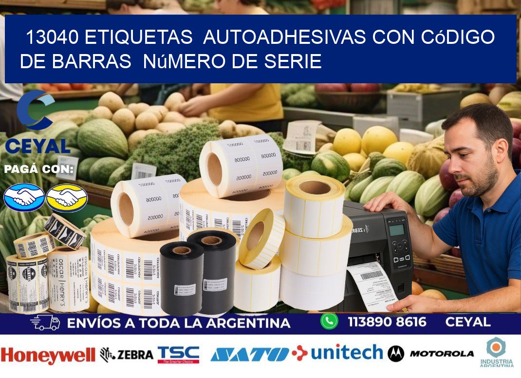 13040 etiquetas  autoadhesivas con código de barras  número de serie