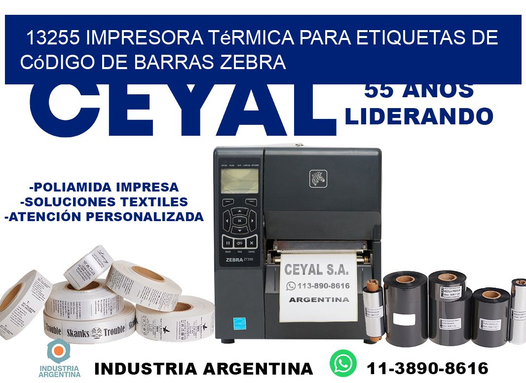 13255 impresora térmica para etiquetas de código de barras Zebra