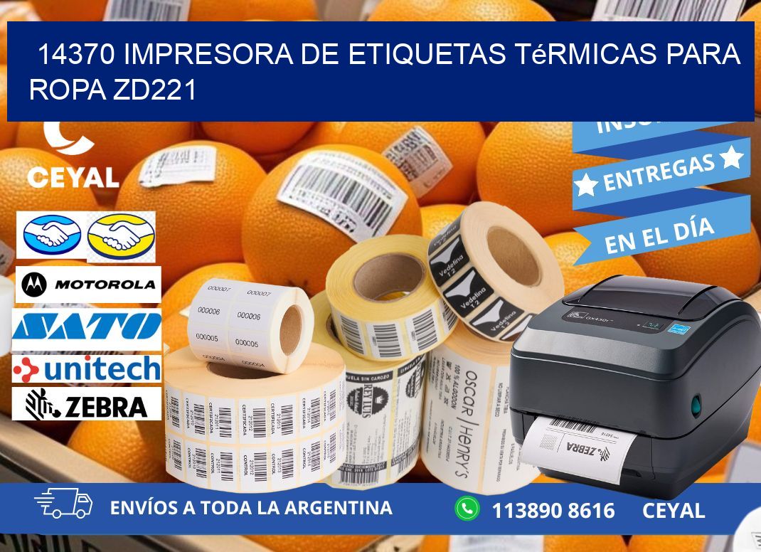 14370 impresora de etiquetas térmicas para ropa ZD221