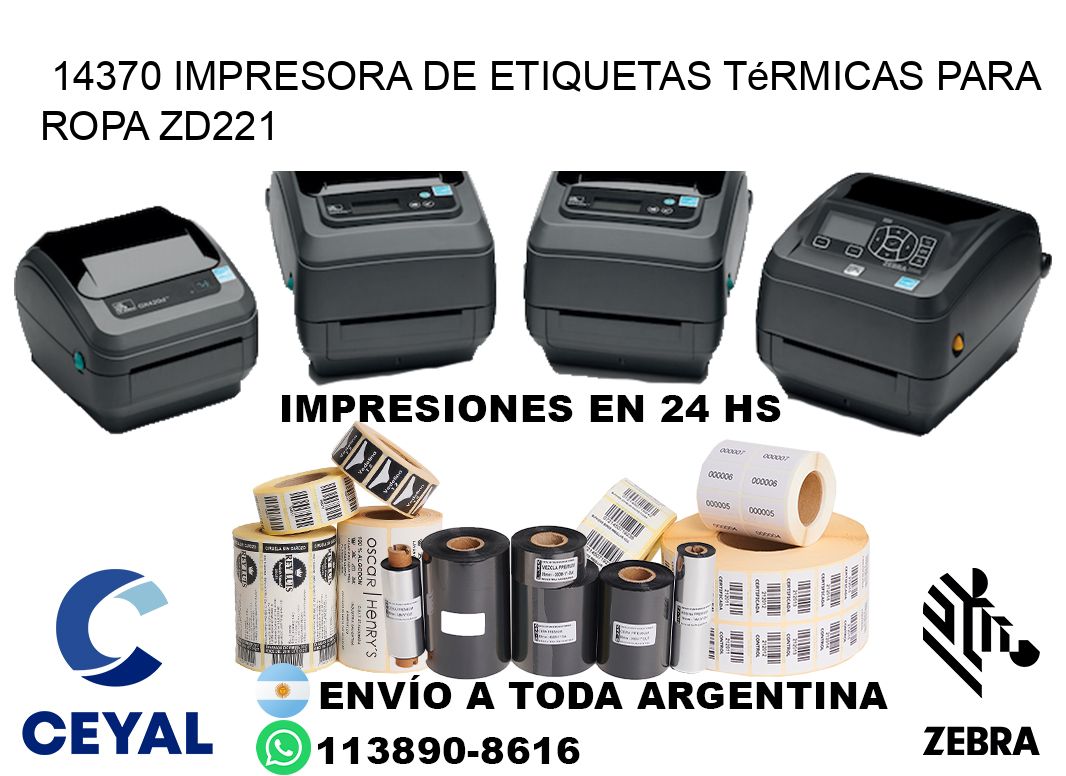 14370 impresora de etiquetas térmicas para ropa ZD221